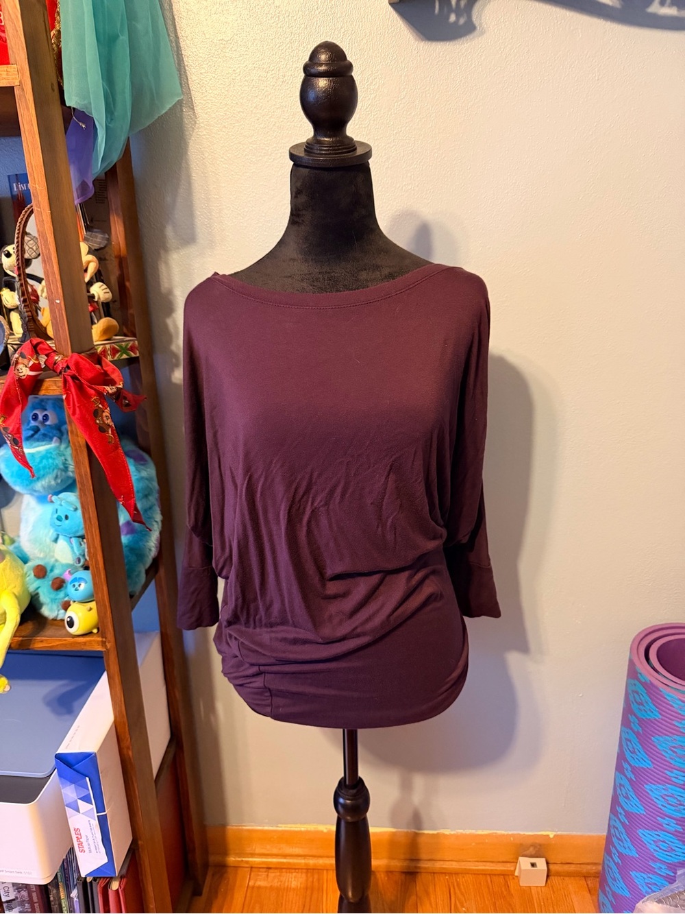 41 Hawthorn Plum Dolman Sleeve Scoop Neck Top